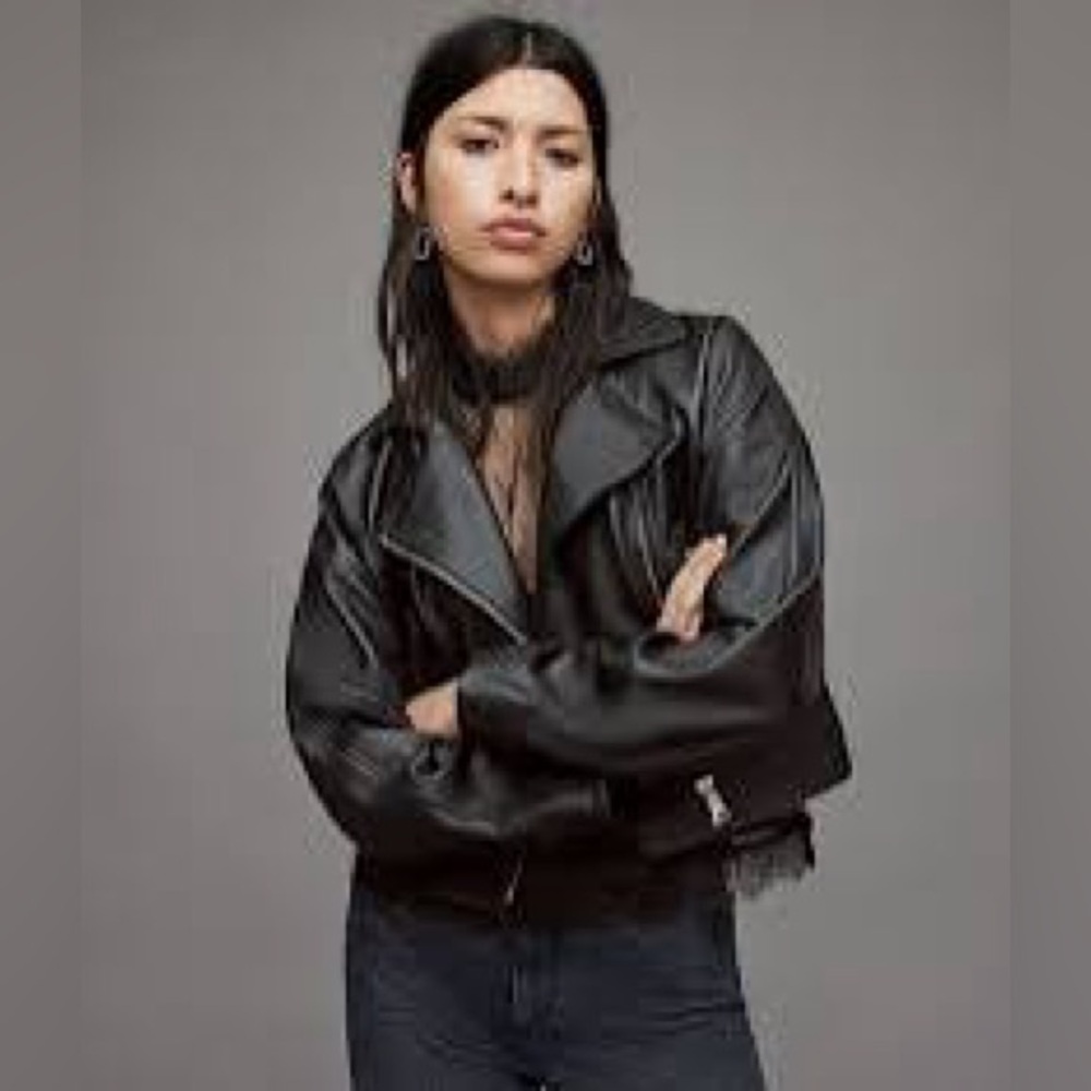 AllSaints Clark Black Leather Jacket